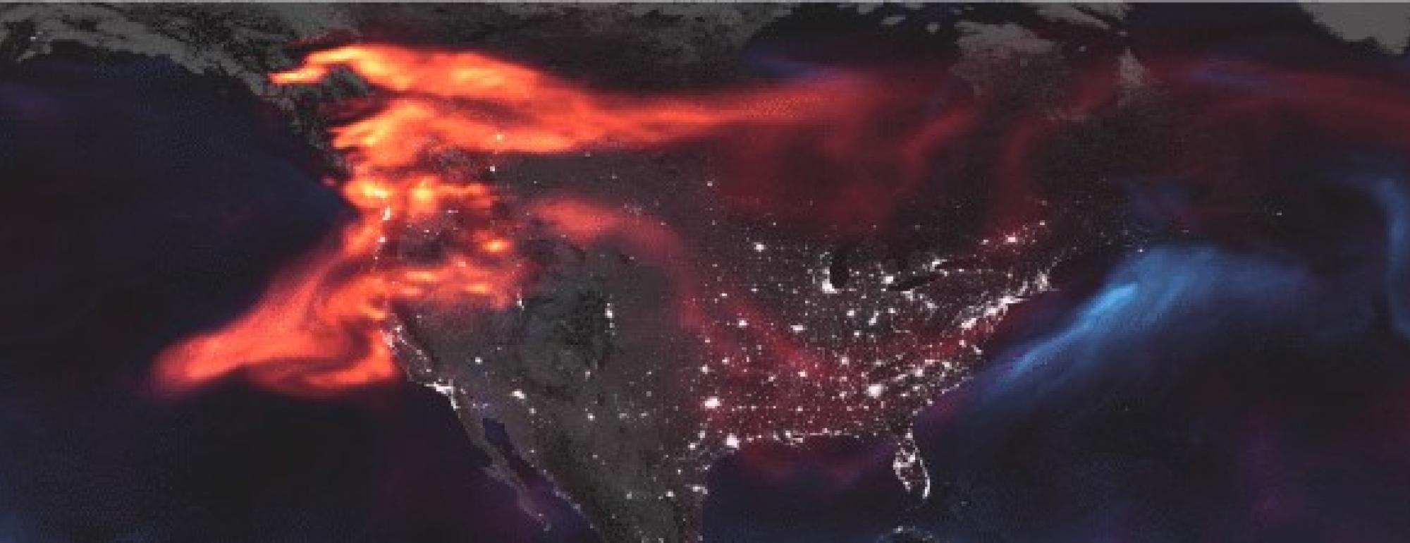 Blue and red satelite imaging