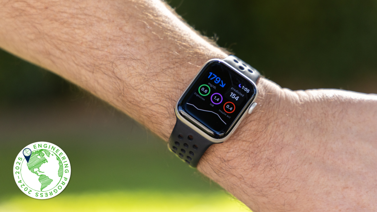 The face of a smart watch showing details from the BeaGL app