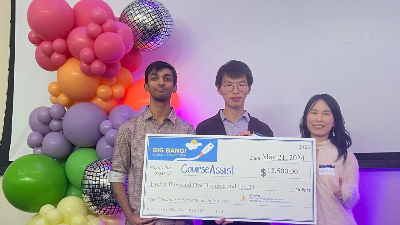 Kunal Mundada, left, Ty Feng and Sa Liu