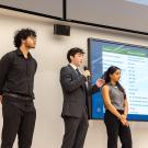 three students present at PLASMA Demo Day